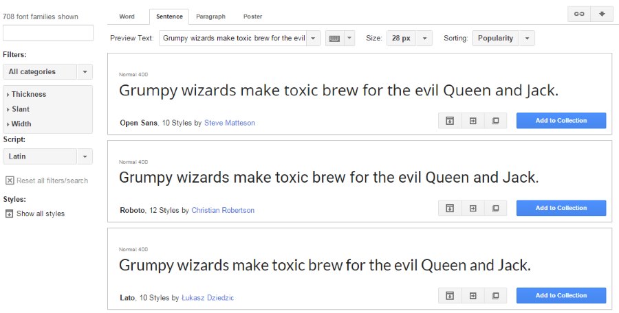 fonts at google