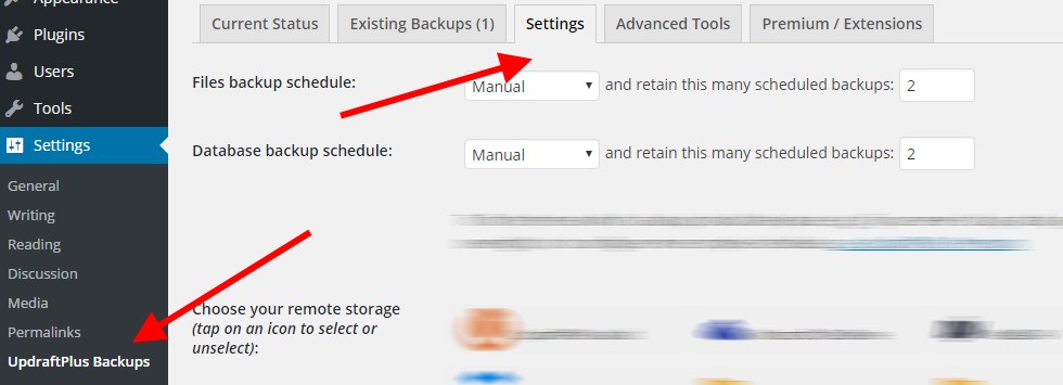 UpdraftPlus-settings