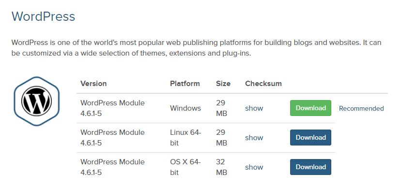 wordpress install